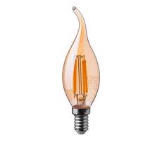 Retro LED Filament žárovka svíčka, E14, 4W, 350lm, jantarové sklo, 2200K