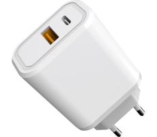 Rychlonabíjecí adaptér Power Delivery 20W USB-C + USB-A bílá