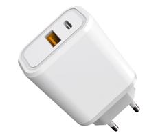 Rychlonabíjecí adaptér Power Delivery 30W USB-C + USB-A bílá