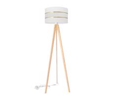 Stojací lampa HELEN 1xE27/60W/230V bílá/zlatá/borovice