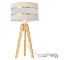 Stolní lampa HELEN 1xE27/60W/230V krémová/zlatá/borovice