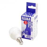 Tesla - LED žárovka miniglobe BULB, E14, 3W, 230V, 250lm, 25 000h, 4000K denní bílá, 180st.