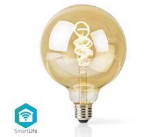 Wi-Fi Smart Bulb E27 4,9W LED žárovka, s vláknem, pro chytrý dům, E27, G125, 4,9W, 230V, 360lm, teplá až studená bílá, stmívatelná, zlatá WIFILRT10G125