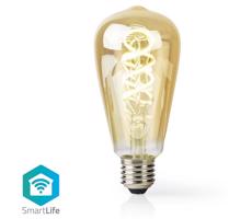 Wi-Fi Smart Bulb E27 4,9W LED žárovka, s vláknem, pro chytrý dům, E27, ST64, 4,9W, 230V, 360lm, teplá až studená bílá, stmívatelná, zlatá WIFILRT10ST64