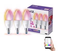 WiZ SADA 3xLED RGBW Stmívatelná žárovka C37 E14/4,9W/230V 2200-6500K CRI90 Wi-Fi-WiZ